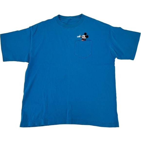 Vintage Disney Mickey Mouse Pocket Crew Short Sleeve T Shirt Single Stitch L - Picture 1 of 8